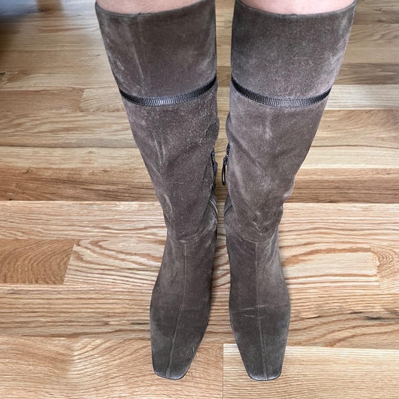 Prada Suede Square-Toe Boots - Picture 10 of 12